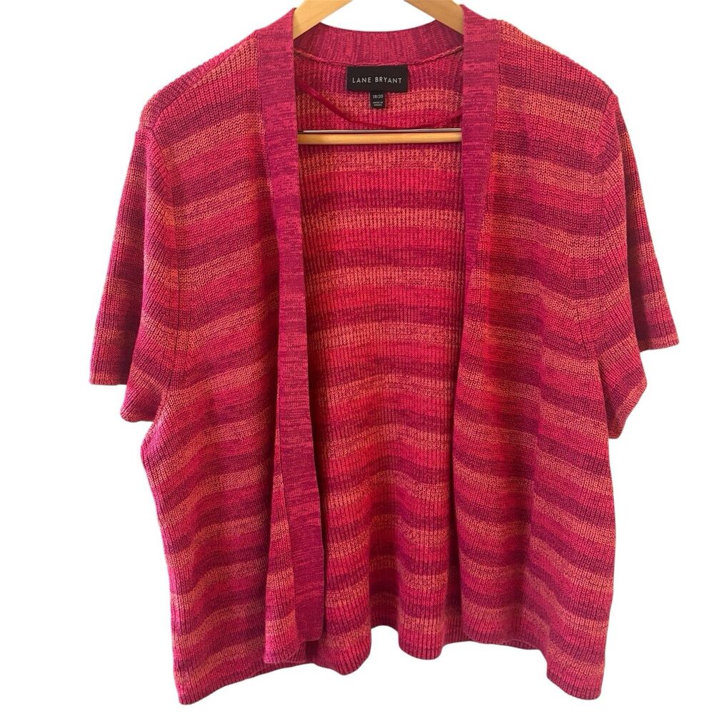 Lane Bryant Womens Cardigan SZ 18/20 Open Front Colorful Bohemian Coastal Preppy